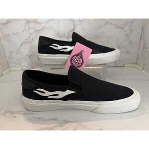 Straye New Acid Drop Black & White Canvas Slip-on Size 8.5 Skate Shoes, NWT